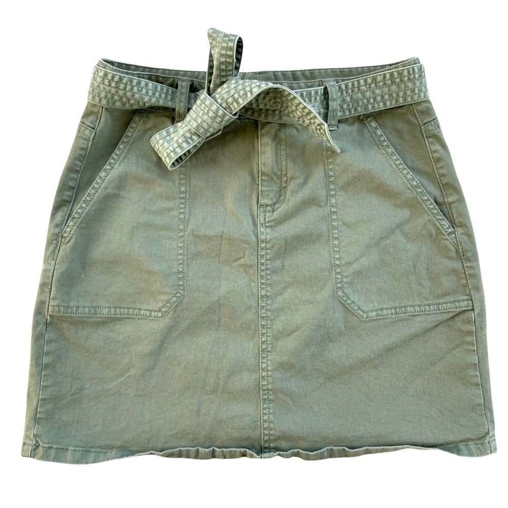 Vineyard Vines Mini Skirt 0 Green Stretch Belted Mini Cotton Stretch Safari